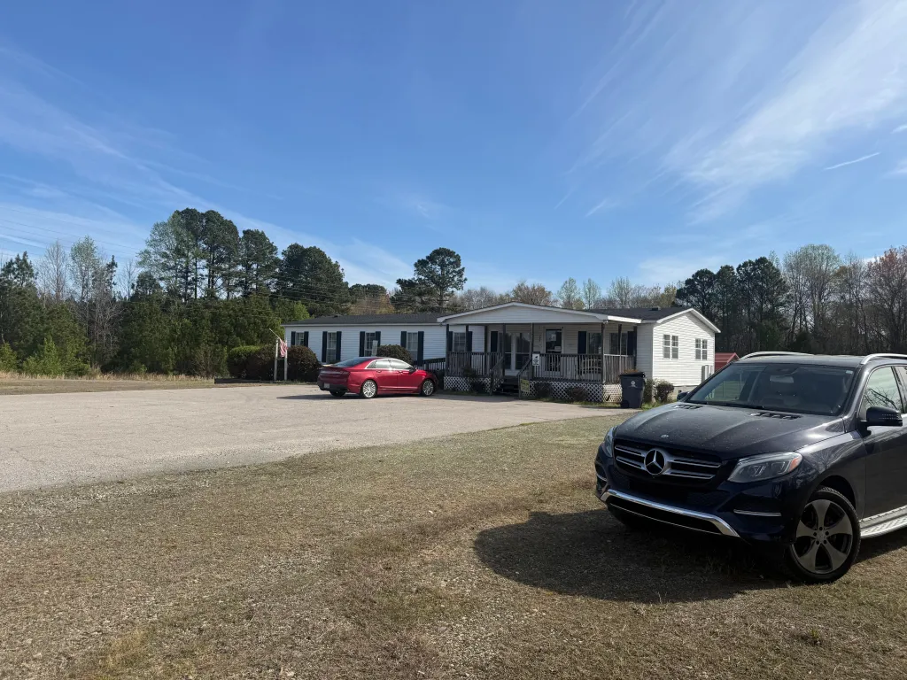 Parking area and building frontage