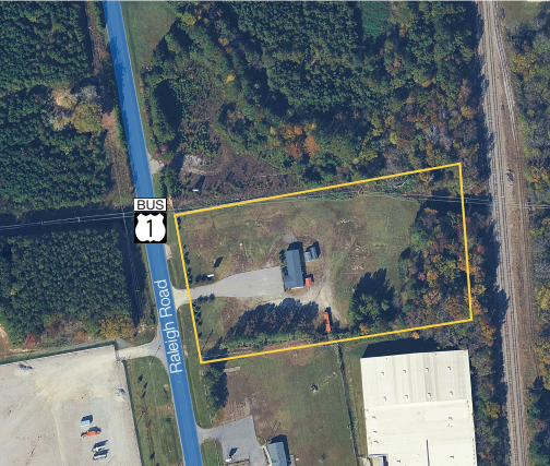 Property boundary along Raleigh Road
